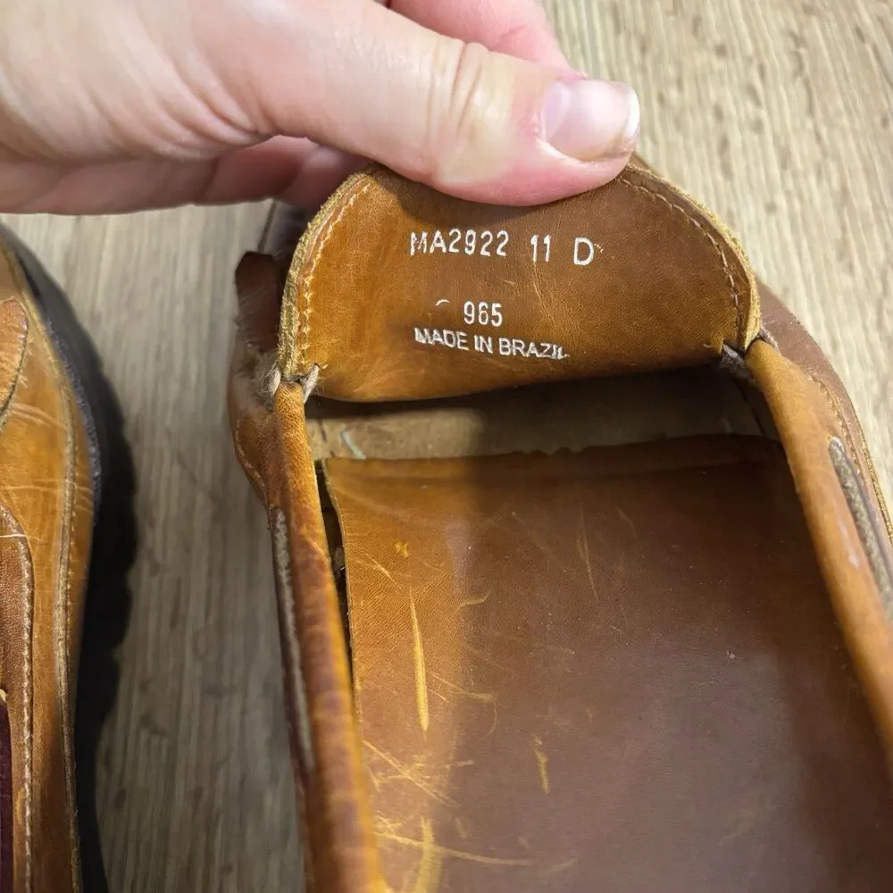 Polo Ralph Lauren Loafers Mens 11 D Brown Leather Lug Sole Tassel Kiltie Vintage